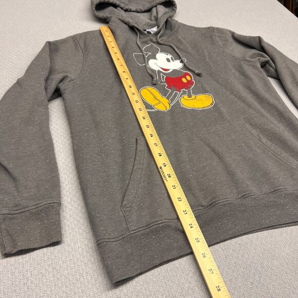 Disney Mickey Mouse Hoodie Mens Medium Gray Speckle Hooded Fleece Pullover - Picture 6 of 7
